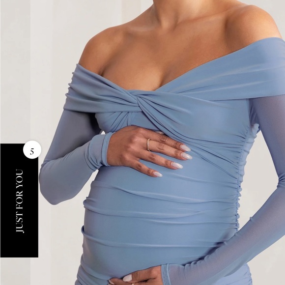 Club L London Maternity Dress Neva Bardot NWOT - Picture 2 of 12